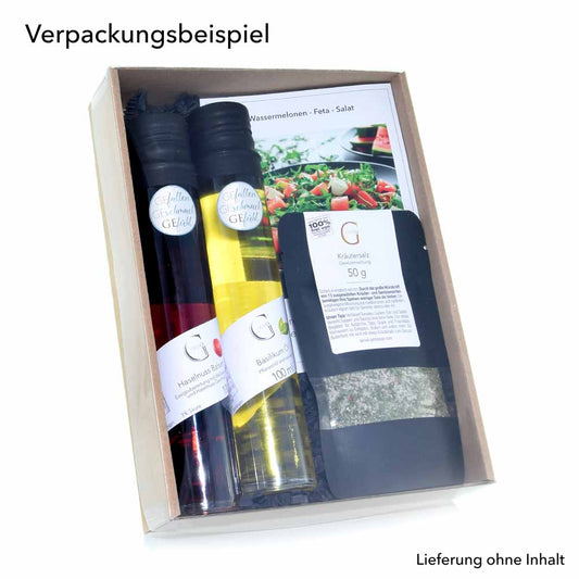 Stülpdeckelkarton mit Klarsichtdeckel 215x153x45 - Verpackungsbeispiel