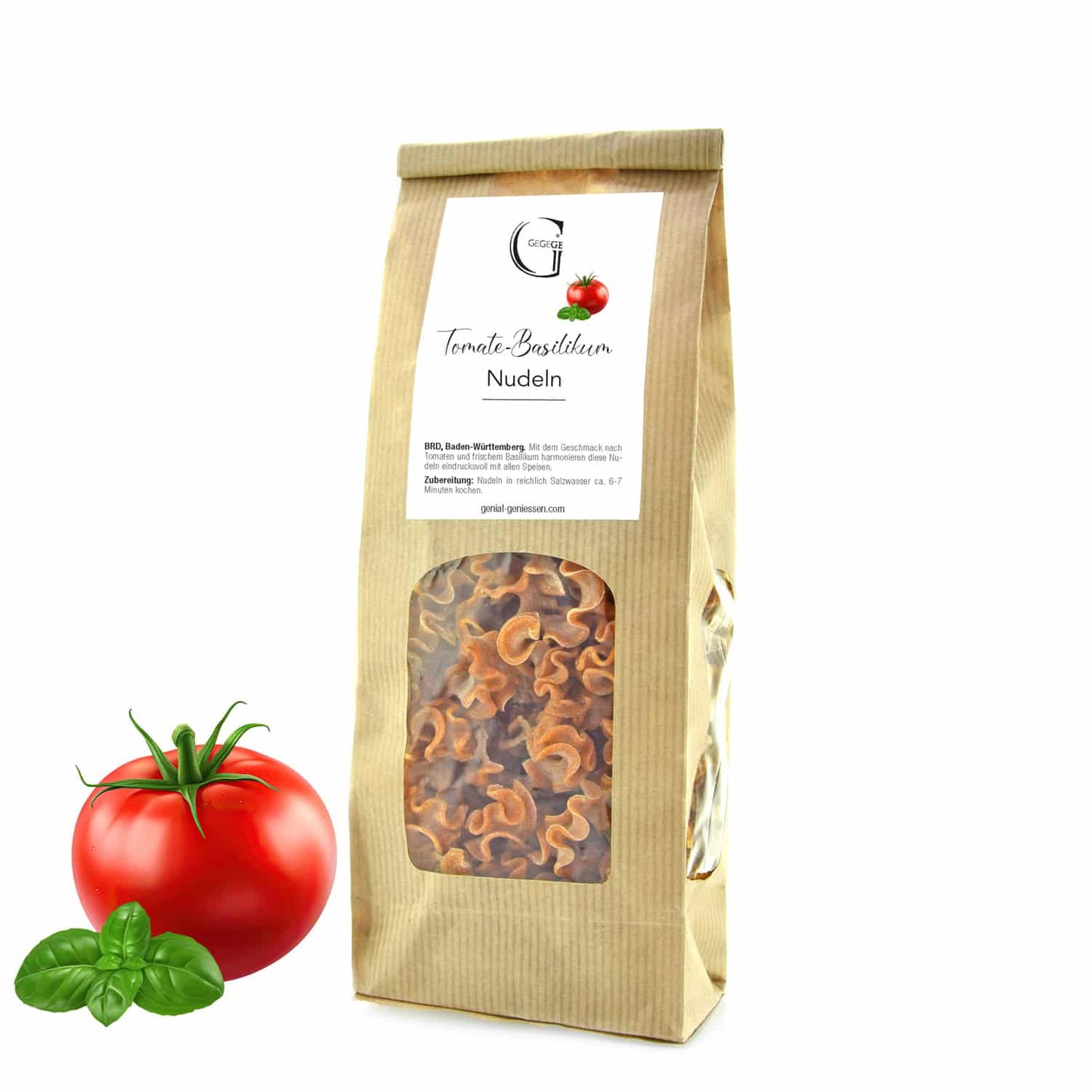 Tomate Basilikum Nudeln.