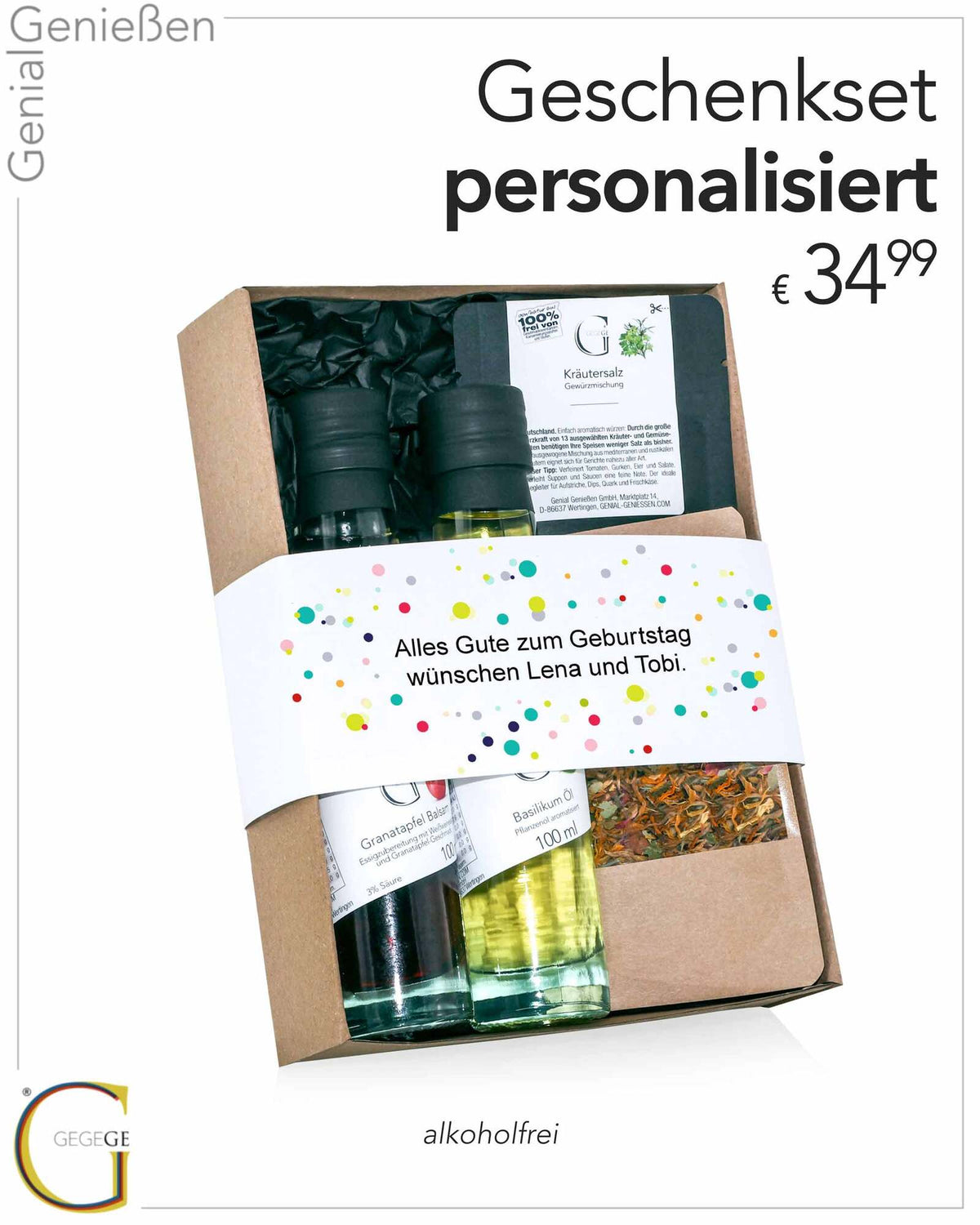 Geschenkset personalisiert klein ohne Alkohol