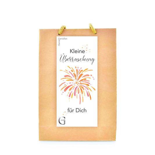 Feinkost Geschenktüte Kleine Überraschung für dich von Genial Genießen mit ausgewählten Ölen, Balsamico, Gewürzen und süßen Schokoladen Spezialitäten