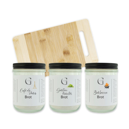 Brot im Glas Sparset mit ausgewählten Brotbackmischungen zum einfachen Selberbacken und Genießen zu Hause.