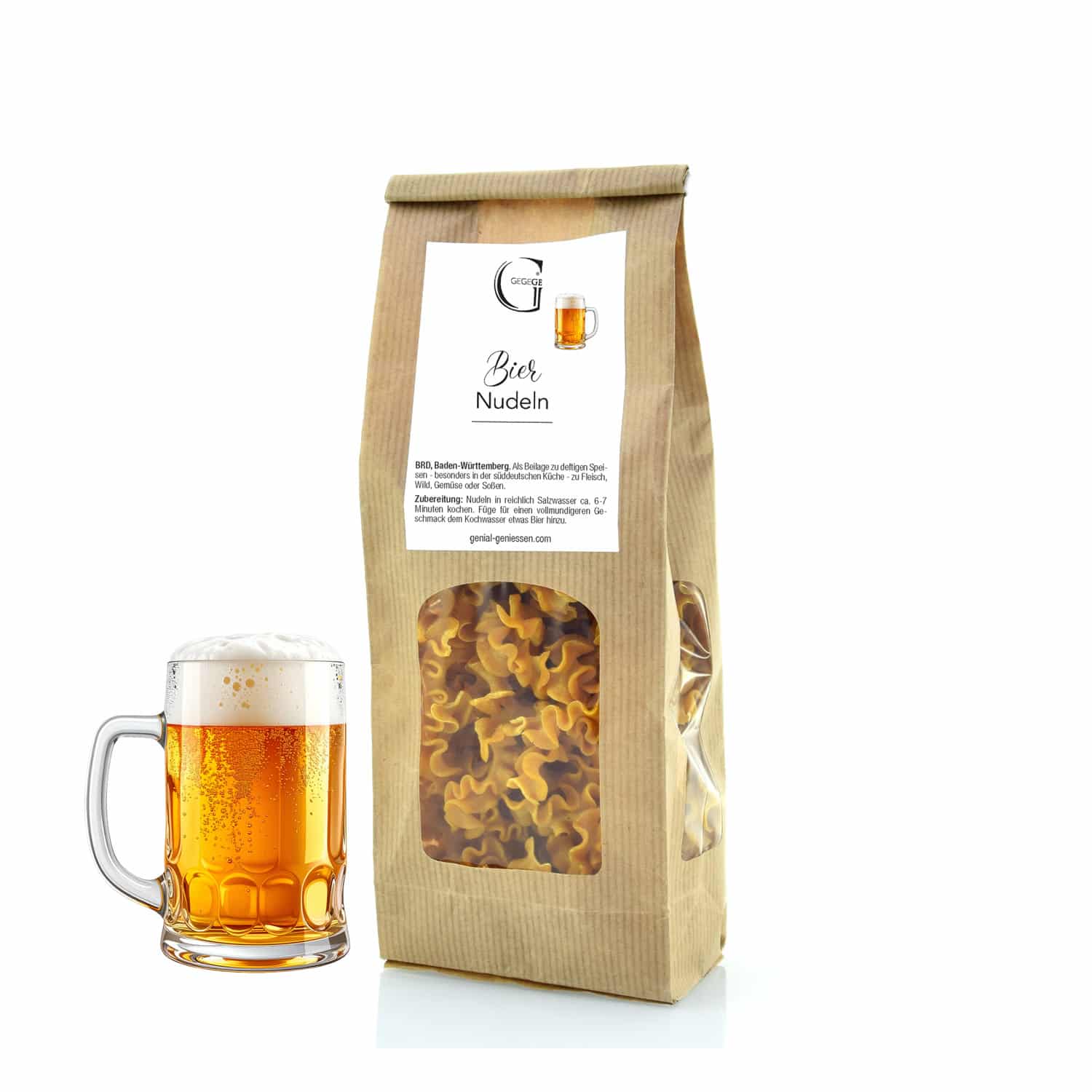 Bier Nudeln klein.