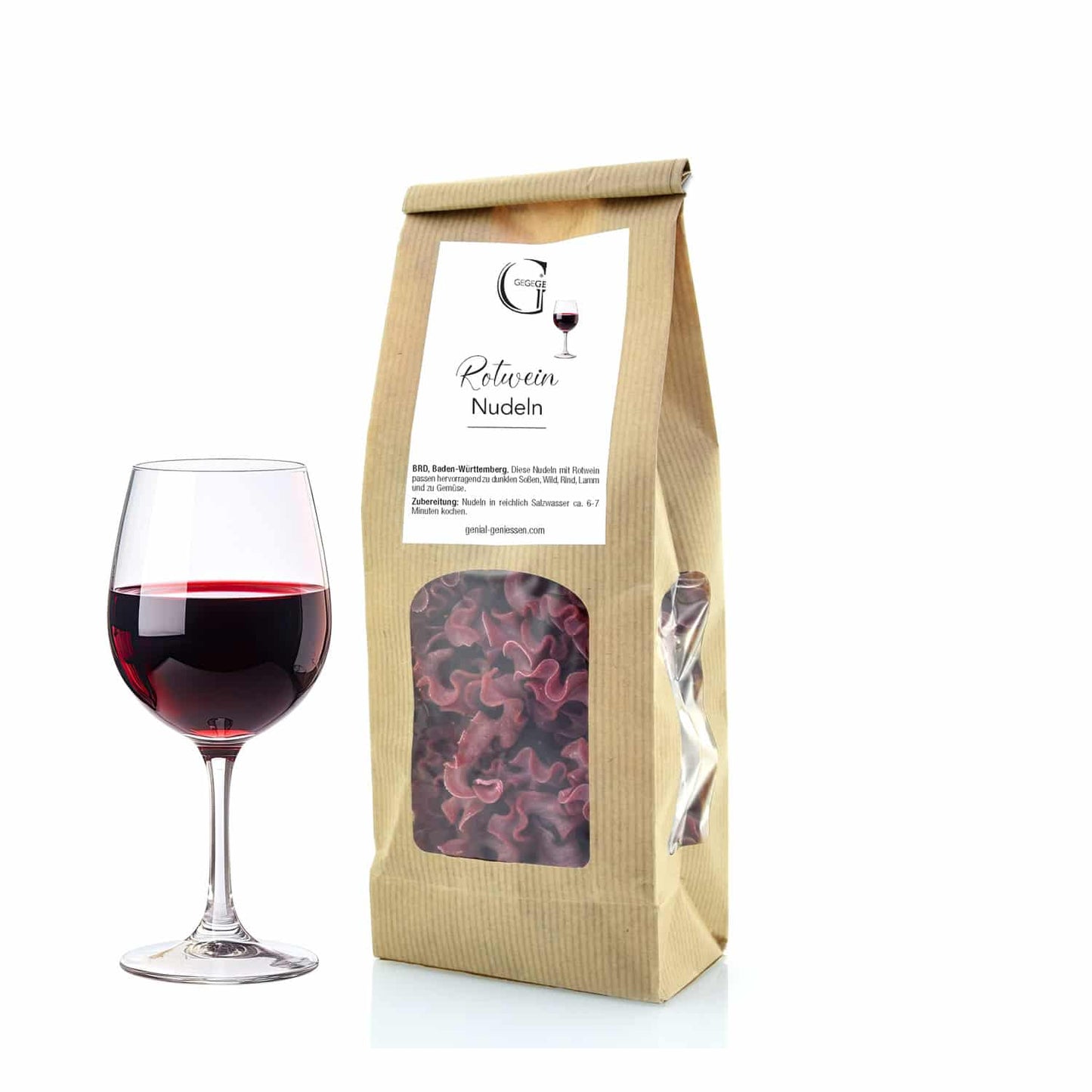 Rotwein Nudeln klein.