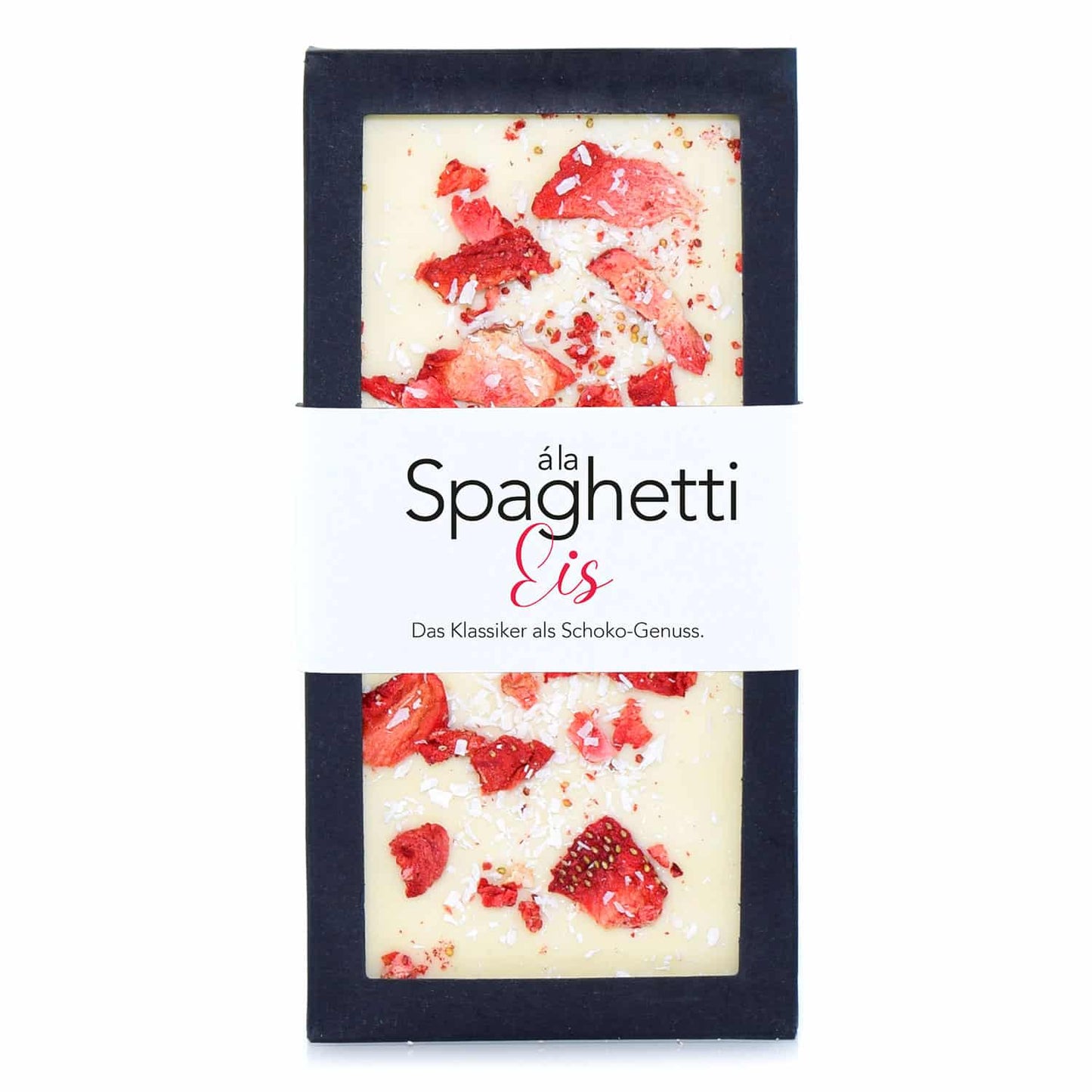Schokoladentafel Spaghettieis mit Erdbeer Crunchy