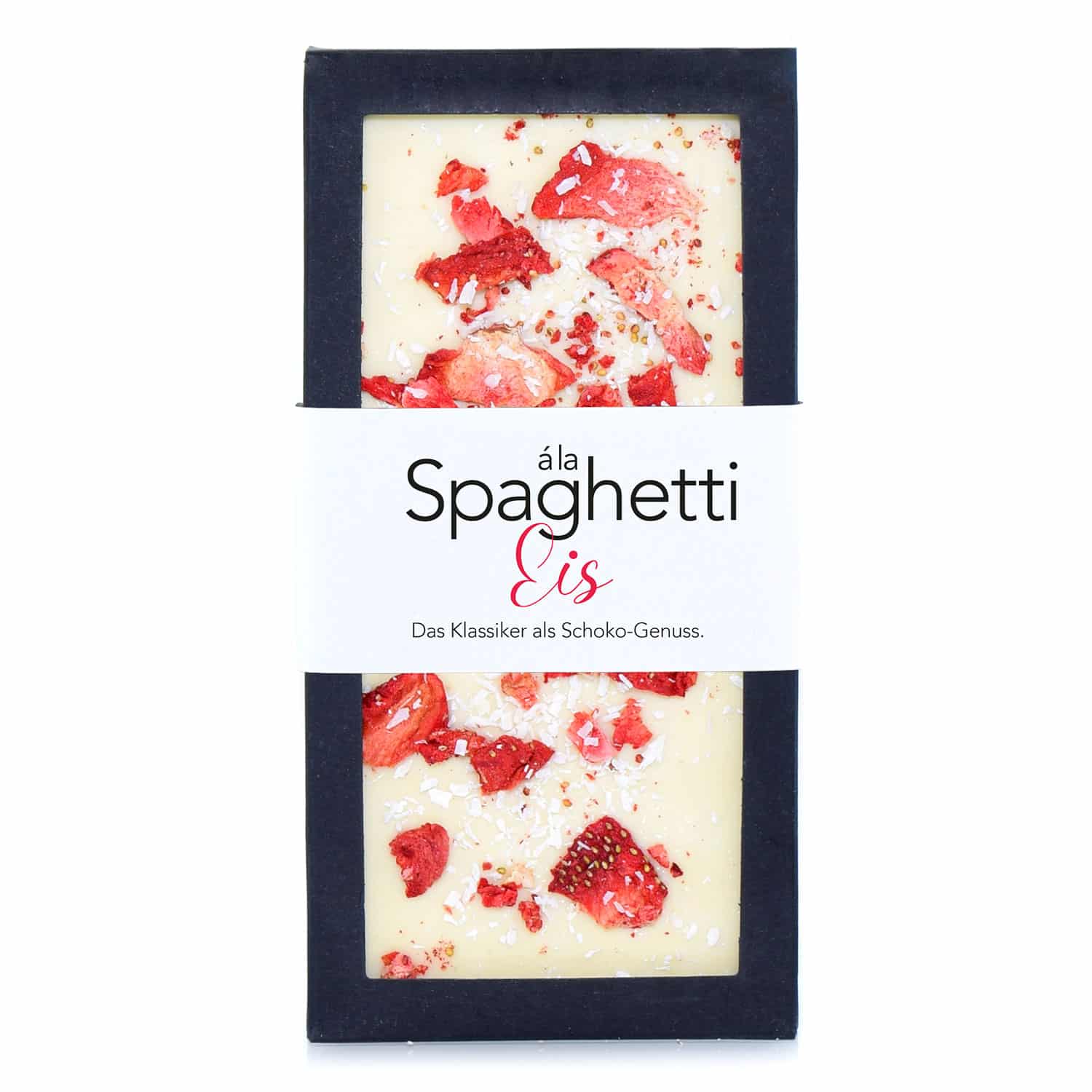 Schokoladentafel Spaghettieis mit Erdbeer Crunchy