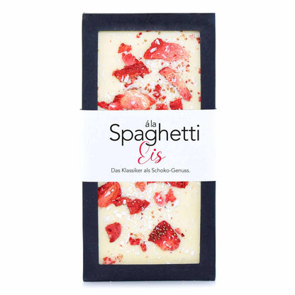Schokoladentafel Spaghettieis mit Erdbeer Crunchy