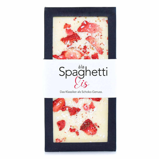 Schokoladentafel Spaghettieis mit Erdbeer Crunchy