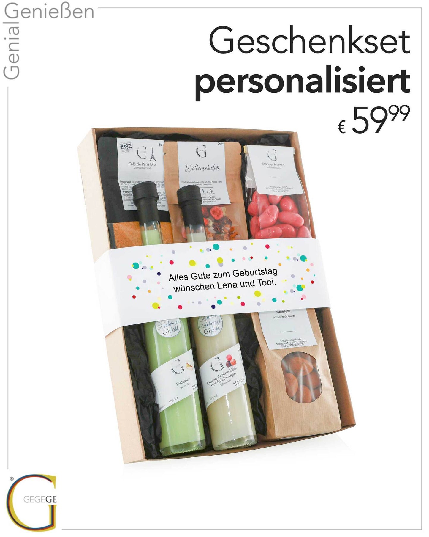 Geschenkset personalisierbar groß mit Alkohol