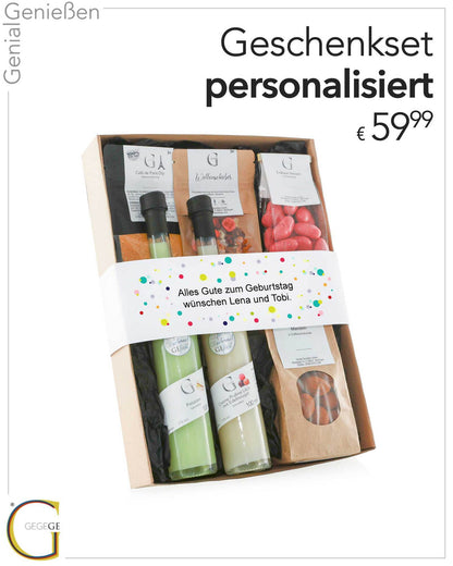 Geschenkset personalisierbar groß mit Alkohol