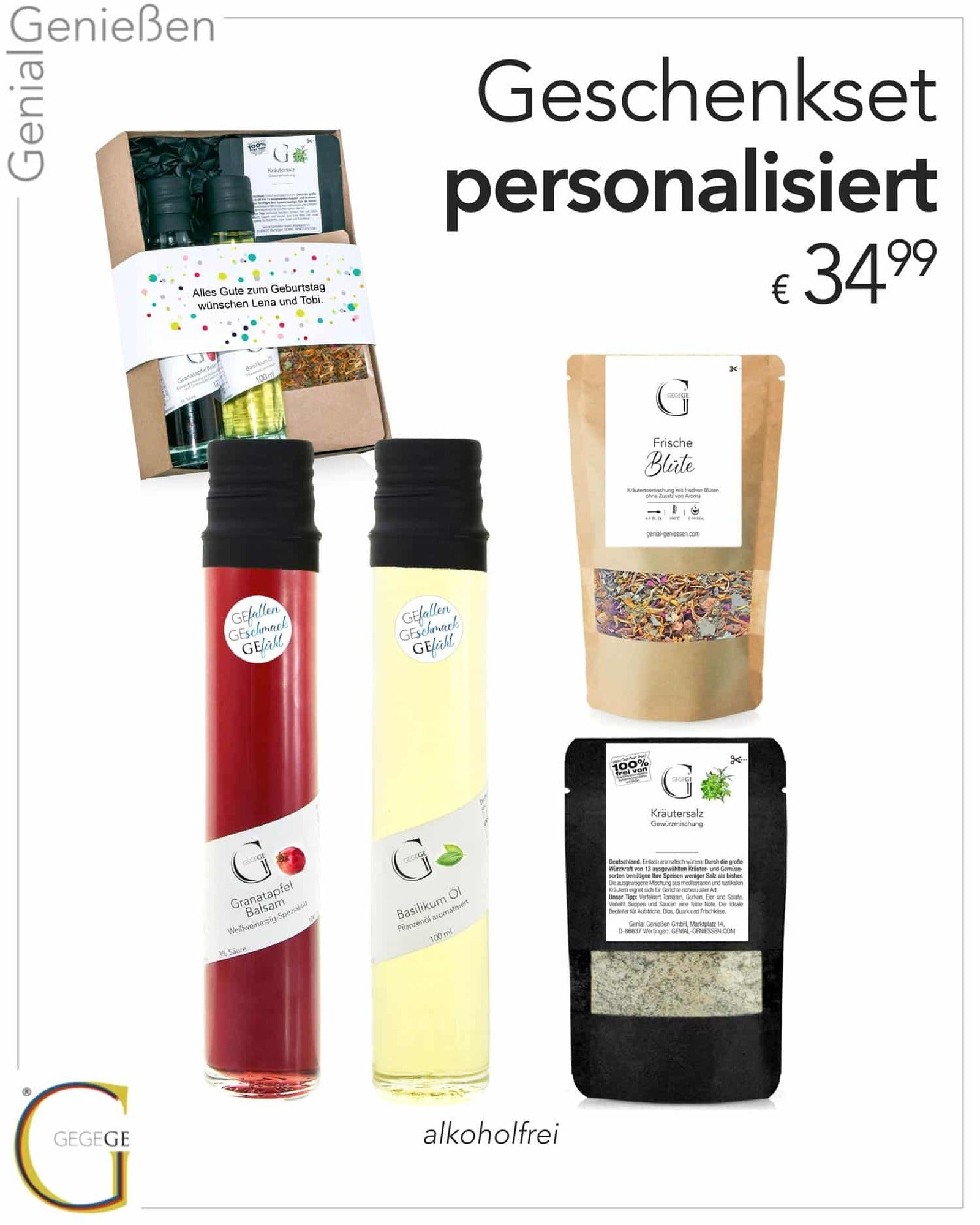 Geschenkset personalisiert klein ohne Alkohol