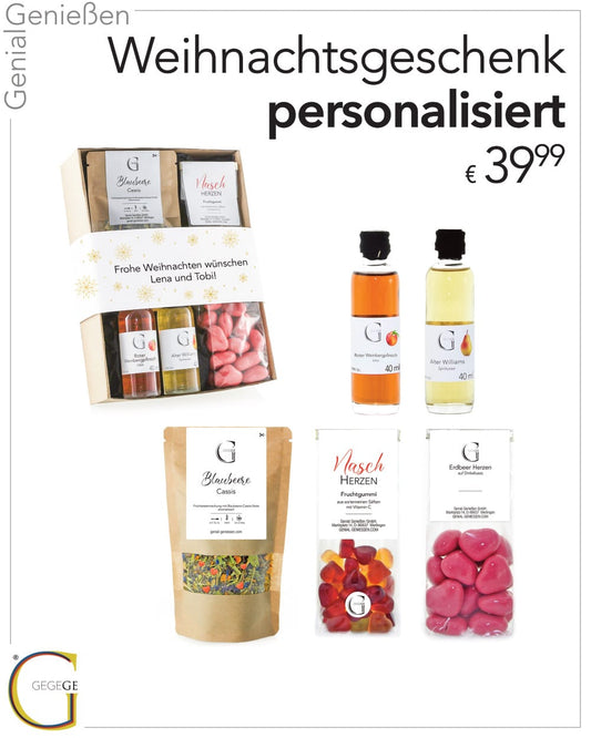 Personalisiert weihnachtlich klein mit Alkohol