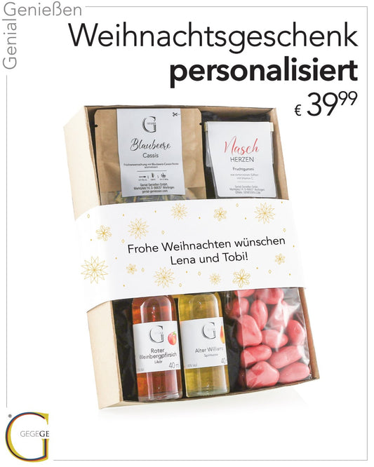 Personalisiert weihnachtlich klein mit Alkohol