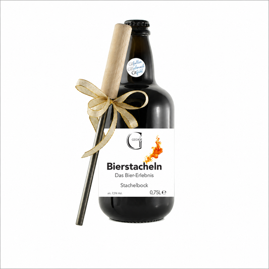 Genial Genießen Stachelbier Set mit Bierstachel aus Edelstahl und Holzgriff für das traditionelle Erhitzen von Bier und ein besonderes Geschmackserlebnis.