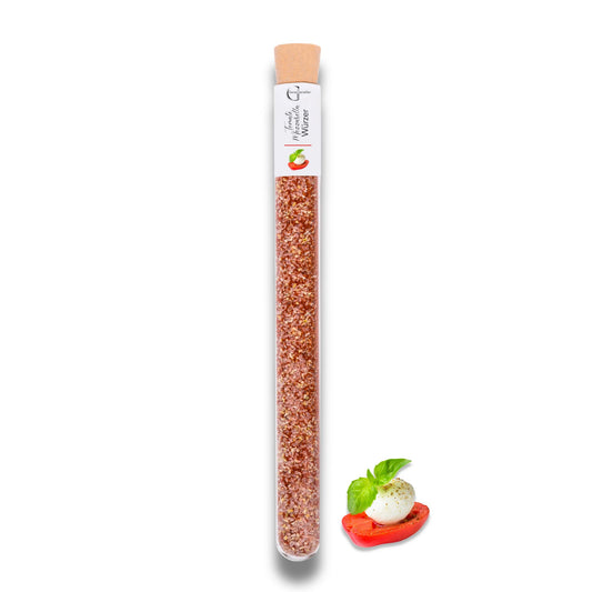 Tomate Mozzarella Würzer im Reagenzglas