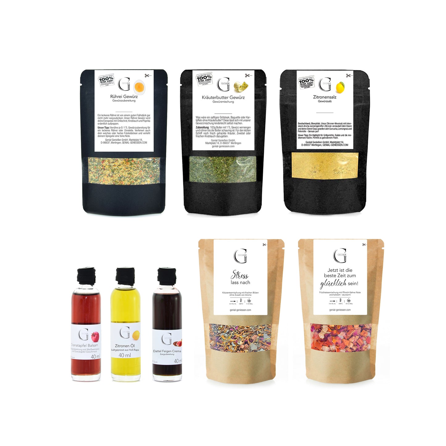 Genussvolles Adventskalender-Set für Kochgenüsse von Genial Genießen mit 24 liebevoll zusammengestellten Mini-Delikatessen für tägliche kulinarische Überraschungen im Advent.