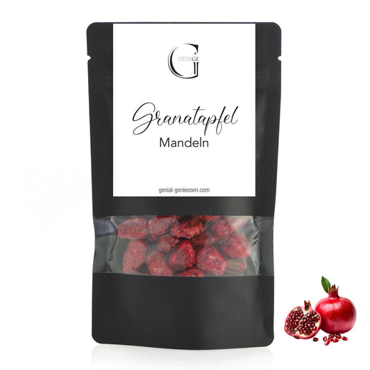 Handgefertigte gebrannte Mandeln mit Granatapfel