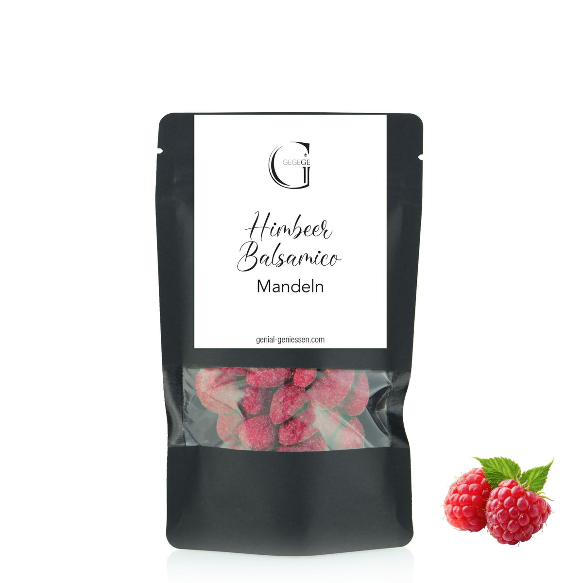 Handgefertigte gebrannte Mandeln mit Himbeer-Balsamico