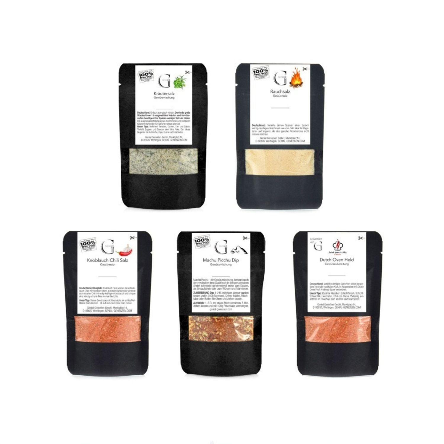 Dutch Oven Gewürzbox Geschenkset Genial Genießen mit Gewürzen und Dips für Grillen, Dutch Oven und BBQ in Geschenkverpackung