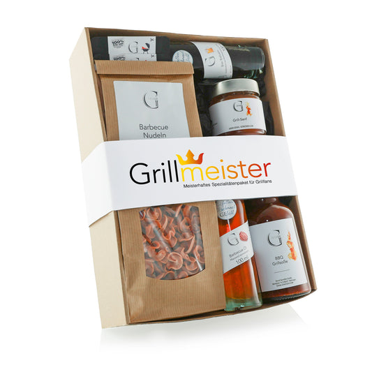 Grillmeister Geschenkset von Genial Genießen mit BBQ-Spezialitäten, Gewürzen, Grillsauce und Feinkost in hochwertiger Geschenkbox