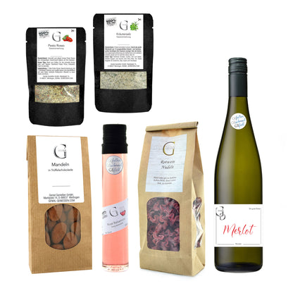 Exklusives Geschenkset von Genial Genießen zum Gratulieren mit Feinkost, Gourmet-Produkten und liebevoll zusammengestellter Auswahl