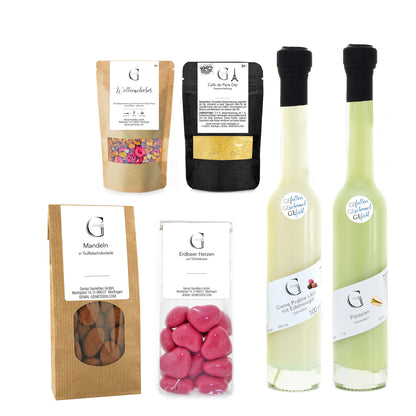 Edles Feinkost Geschenkset Zeit zum Glücklichsein von Genial Genießen mit ausgewählten Genussprodukten für Freude, Entspannung und besondere Anlässe