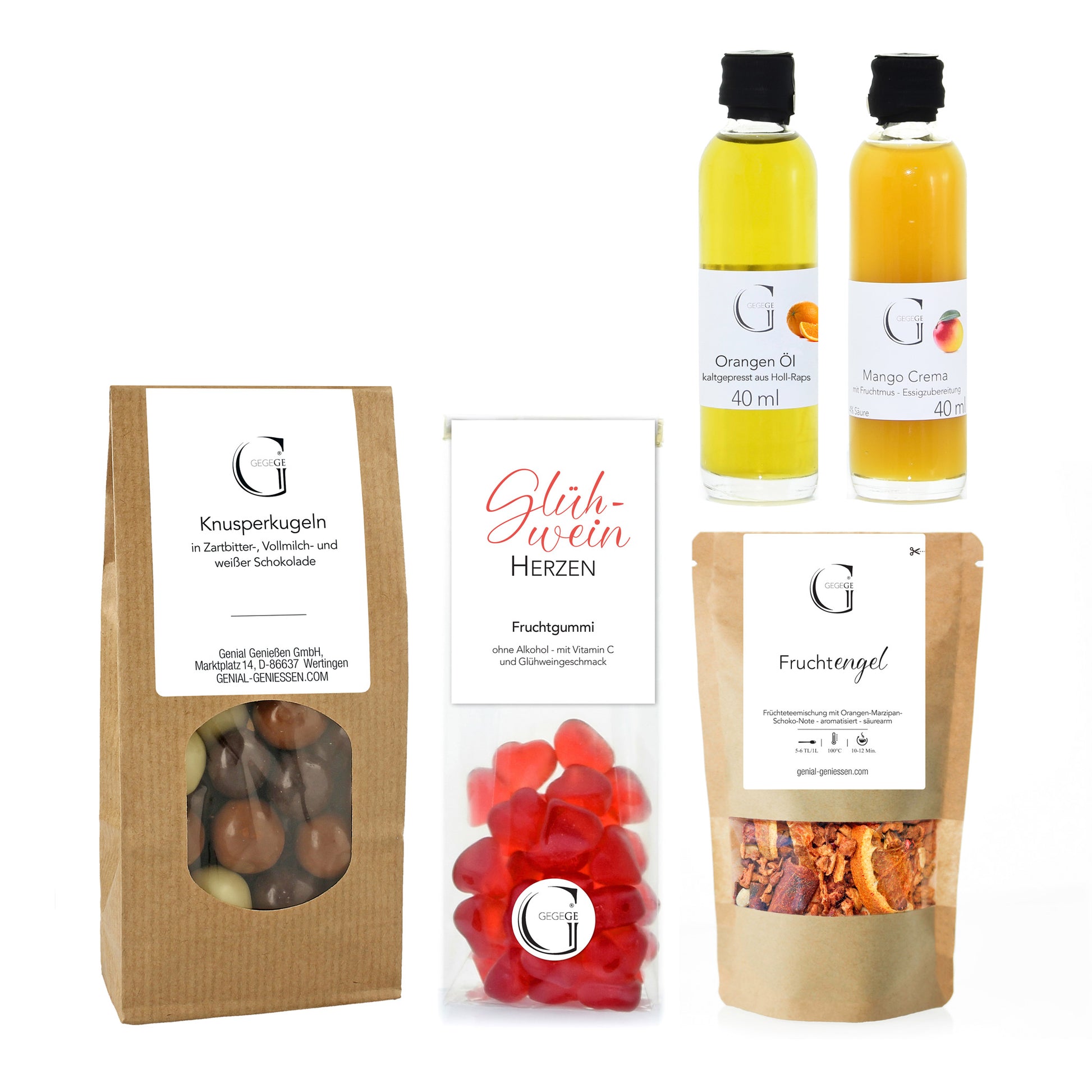 Festliches Genial Genießen Weihnachtsgeschenkset ohne Alkohol mit hochwertigen Genussprodukten und liebevoll zusammengestellter Auswahl für die Adventszeit.