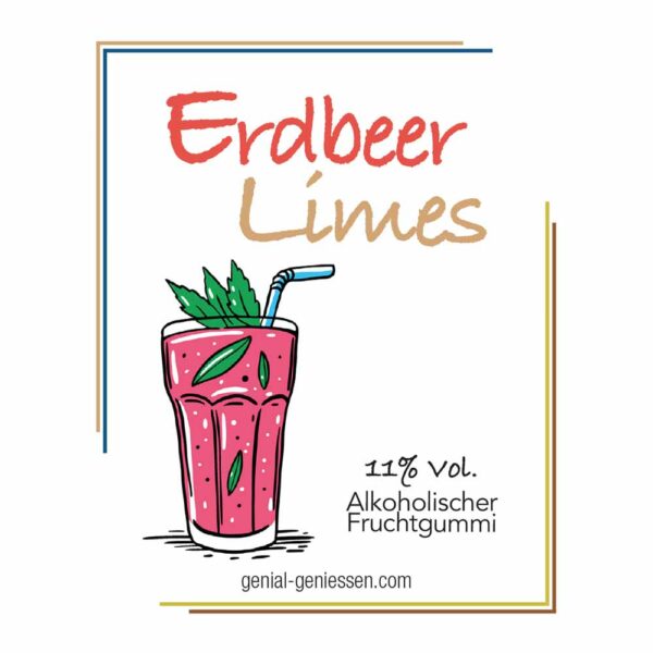 Genial Genießen alkoholische Fruchtgummis mit dem Geschmack nach Erdbeer Limes - im Cocktailglas