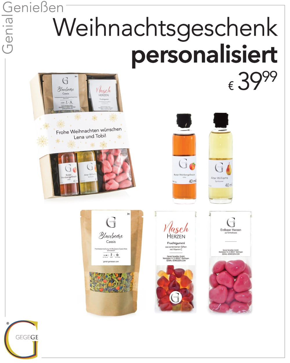 Personalisiert weihnachtlich klein mit Alkohol