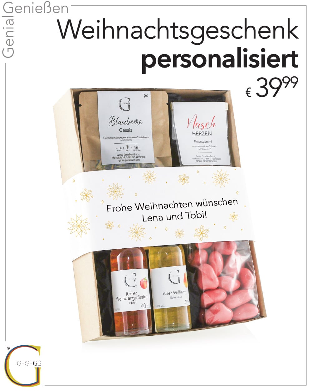 Personalisiert weihnachtlich klein mit Alkohol