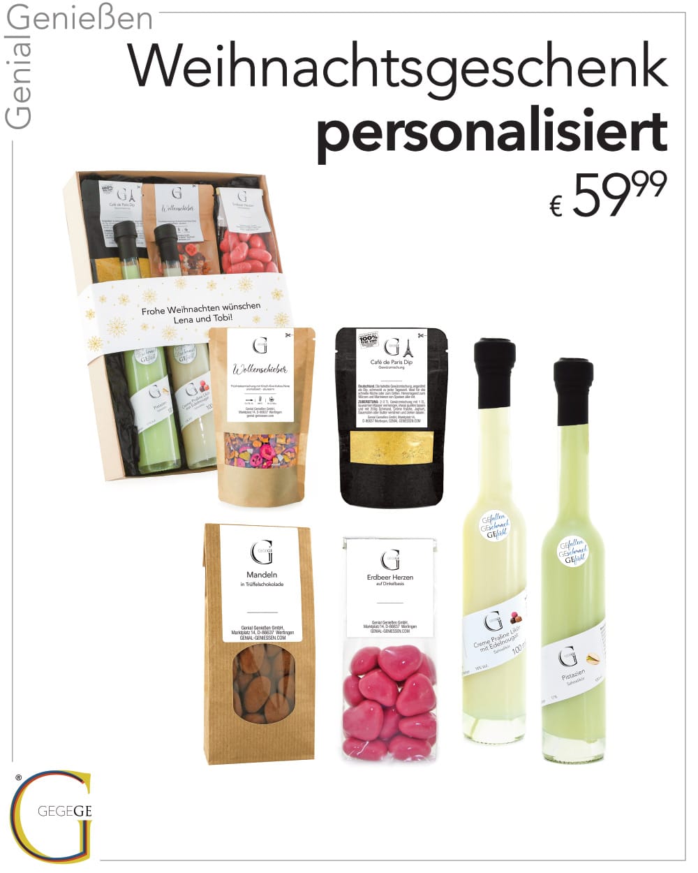 Personalisiert weihnachtlich groß mit Alkohol