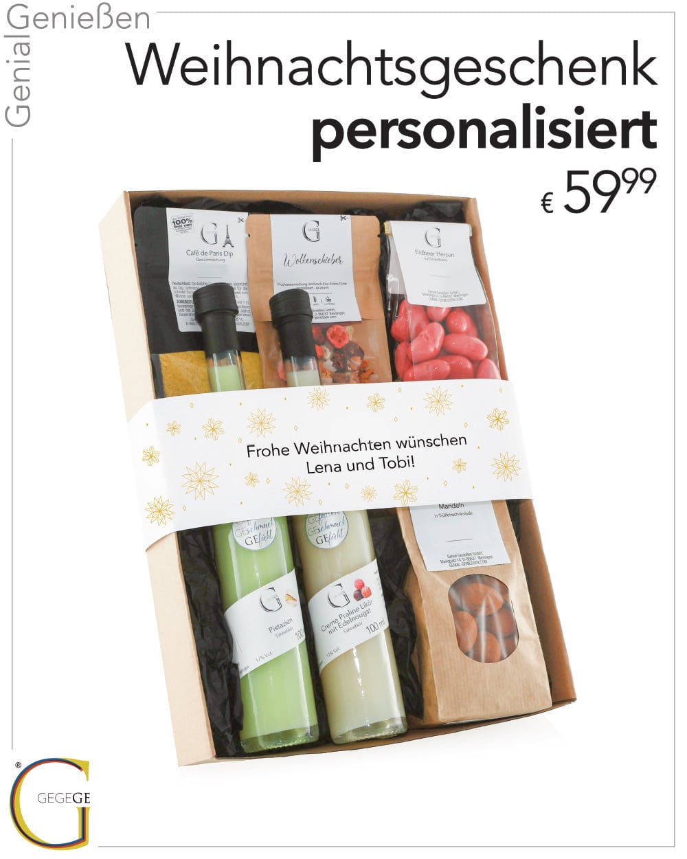 Personalisiert weihnachtlich groß mit Alkohol