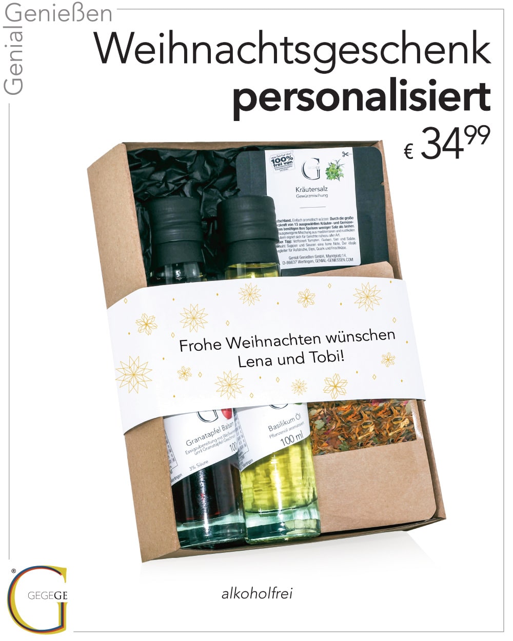 Personalisiert weihnachtlich klein ohne Alkohol