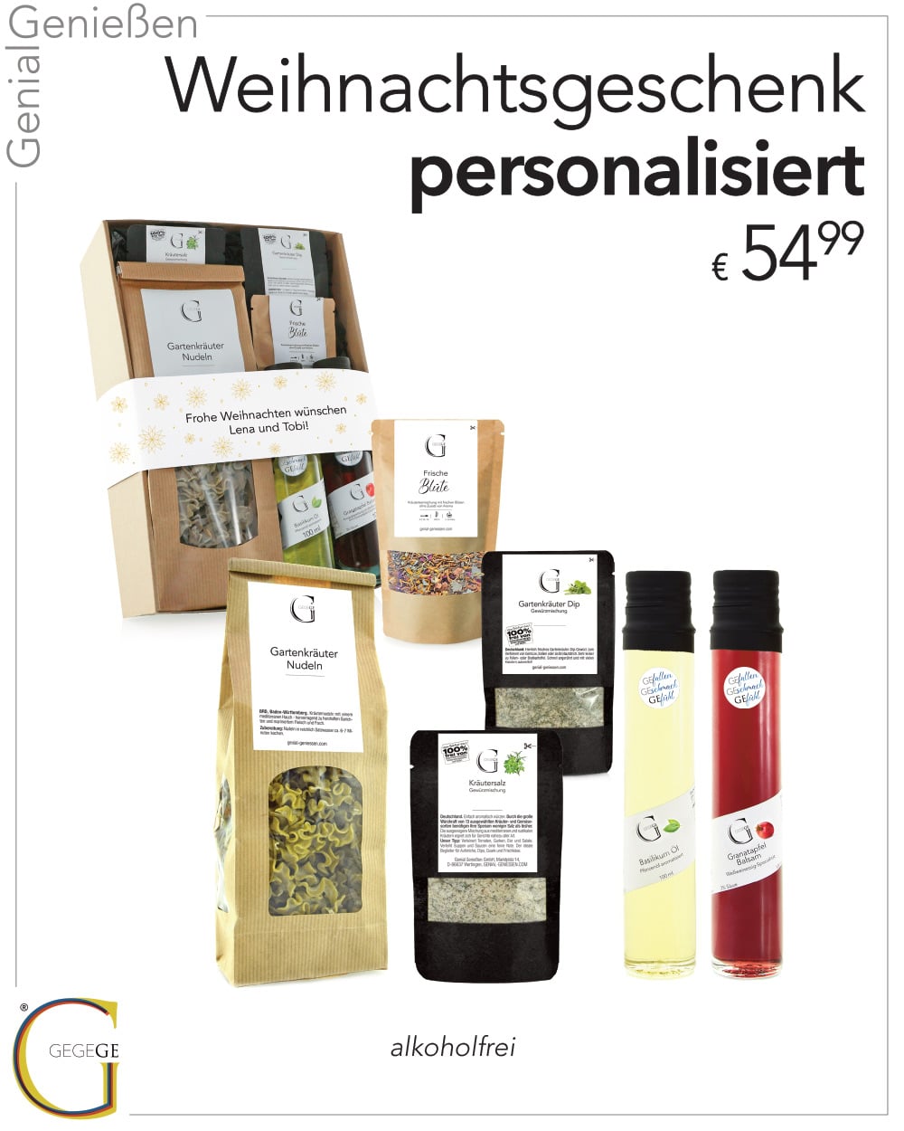 Personalisiert weihnachtlich groß ohne Alkohol